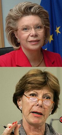 Le commissarie europee Viviane Reding e Neelie Kroes